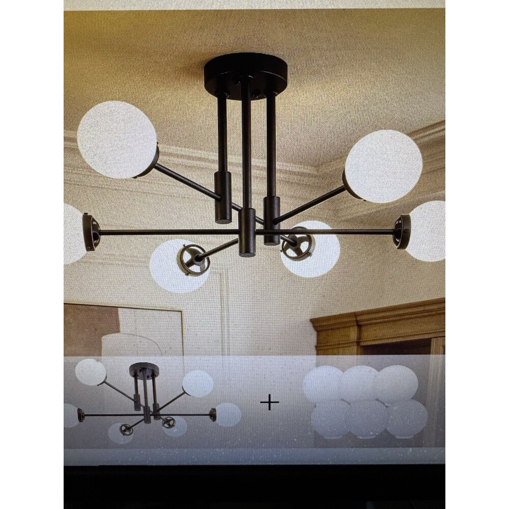 BlackModern Sputnik Chandelier Ceiling Light 6-Lights Industrial Metal loc::ub